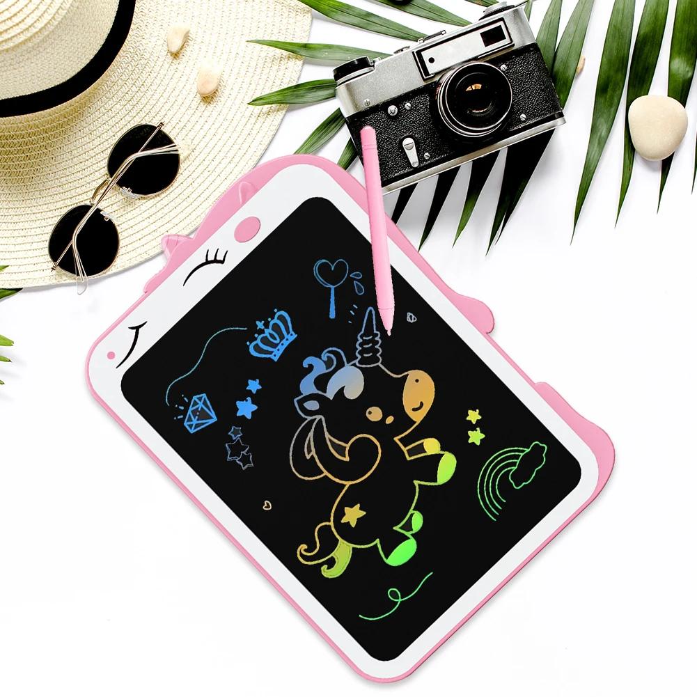 지울 수 있는 다채로운 낙서 보드 드로잉 태블릿, LCD 글쓰기 태블릿, 유니콘 공룡 교육 학습 장난감 드로잉 패드, 8.5 인치